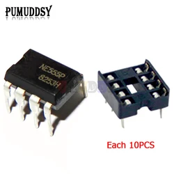 20PCS , (10 Each) NE555 NE555P IC 555 Timer Programming Oscillator Chip & 8 Pin DIP Sockets