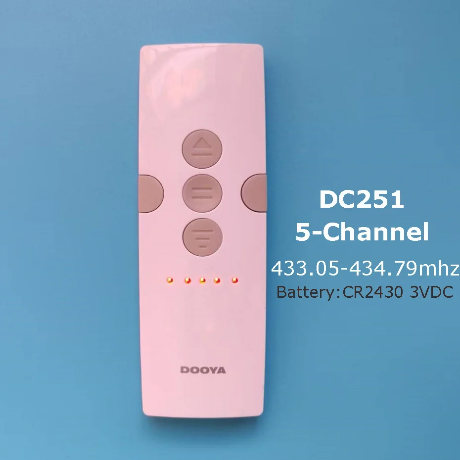 Dooya 5-Kanal RF433 Handsender DC92/DC251, 30 m Fernentfernung, für Dooya RF433 Vorhangmotor, Steuerung 5-Motor separat