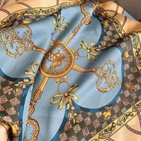 70x70cm Fashionable Korean Style Silk Square Scarf Satin Print Hairband Necktie Hair Accessory Headscarf Versatile Wrap Scarf 6