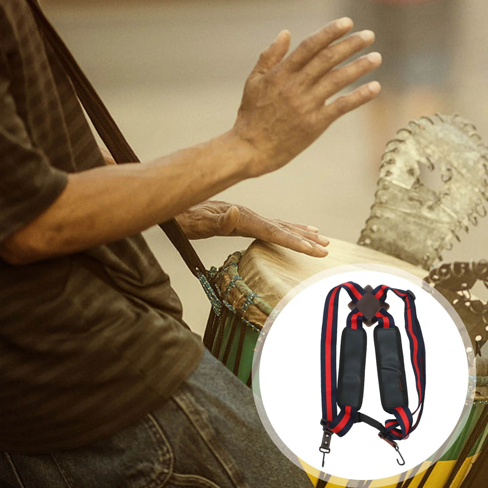 

1Pcs African Drum Double Shoulder Strap Polyester Durable Drum Instrument Strap for Adults Djembe Carrying Cord