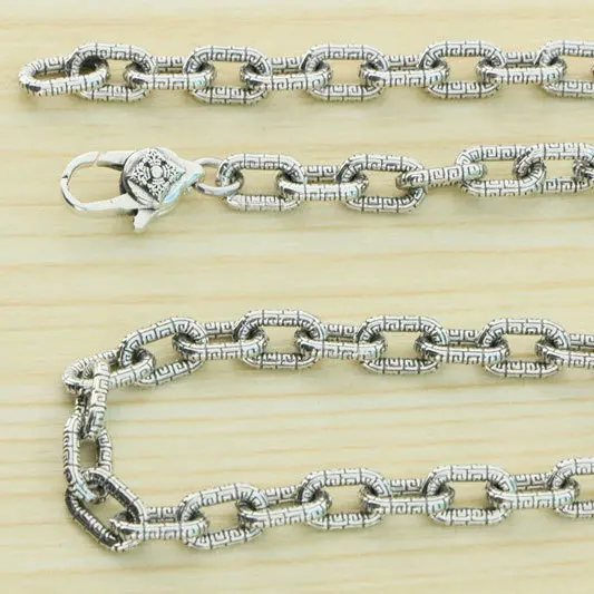 S925 Sterling Silver Retro Chain Necklace Male trendsetter Handsome retro personality trendy punk national style Thai silver cha