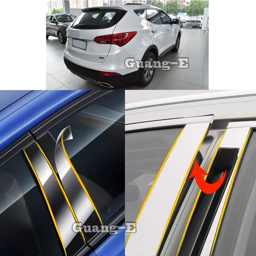 

Накладка на стойку двери (зеркальная, глянцевая, из ТПУ) для Hyundai IX45 SantaFe Santa Fe 2013-2018, наклейка на окно двери