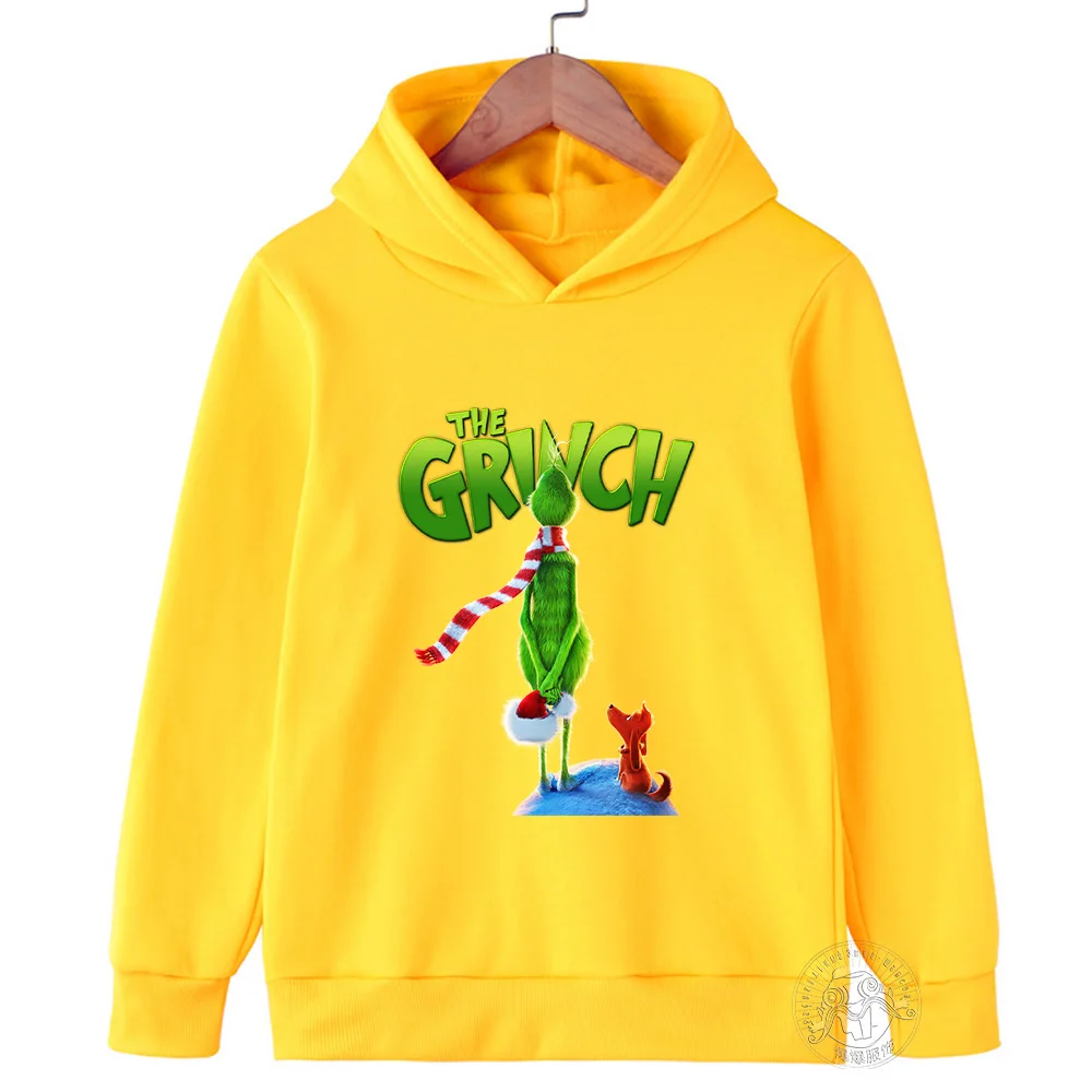 Disney Grinch printed children\'s clothing 3-14 years old boys and girls clothing street casual outdoor sports warm sweatshirt