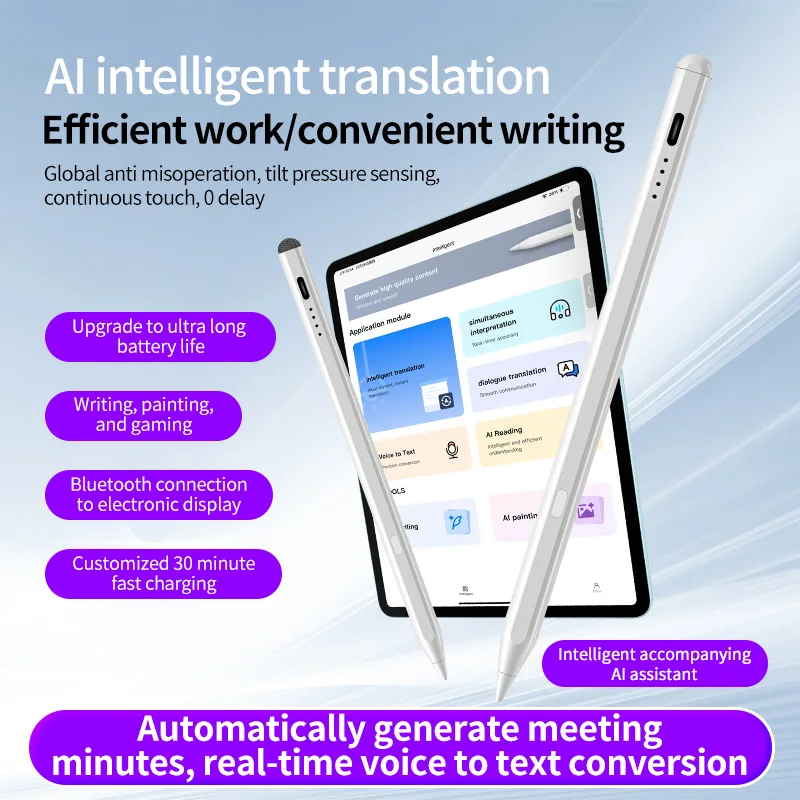

AI Stylus Pen for iPad 2018-2025, Magnetic Pencil, Tilt Sensitivity, Palm Rejection for iPad 7/8/9/10/11, Air 4/5/M2/M3, mini5/6