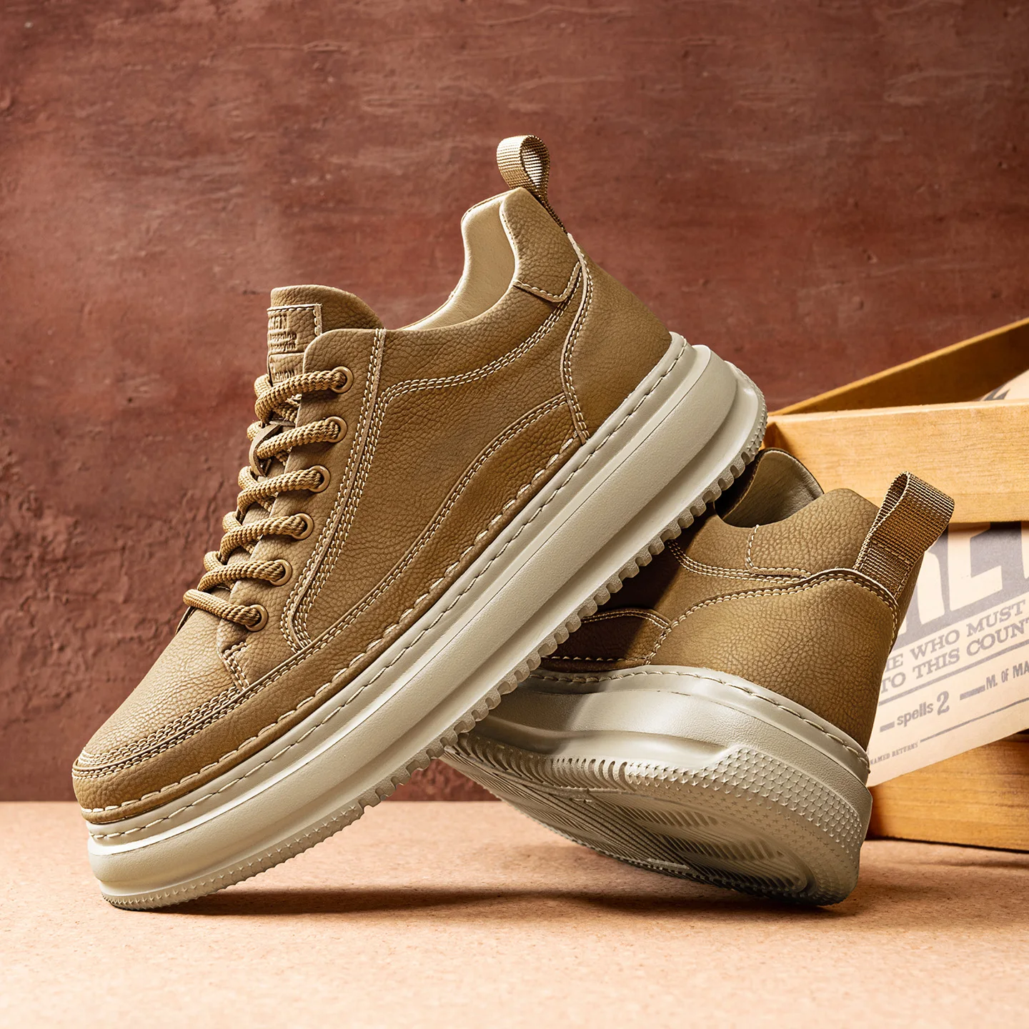 

Мужская осенне-зимняя универсальная рабочая обувь в британском стиле — нескользящая износостойкая повседневная кожаная обувь на платформе