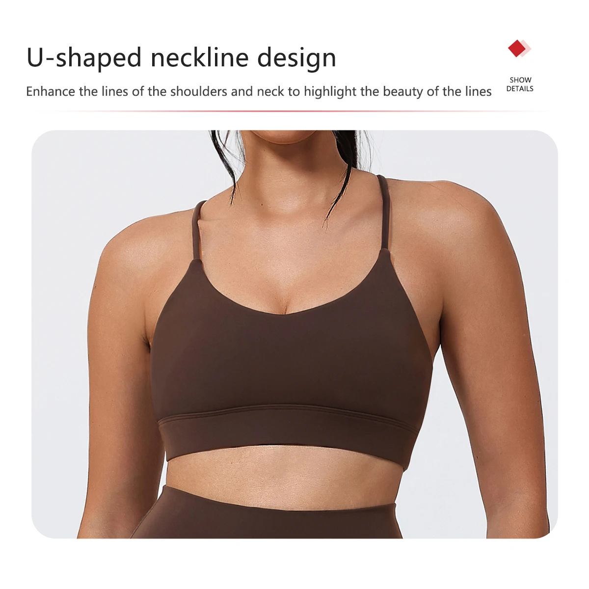 Ctenkevet Sommer Damen Cross-Back Yoga Sport-BH Schnelltrocknend Fitness Lauf-Top Enganliegende Unterwäsche für Aktive Frauen – Detail 5