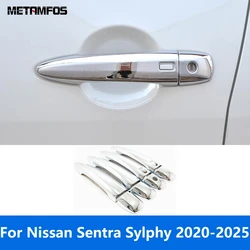 For Nissan Sentra Sylphy 2020-2022 2023 2024 2025 Chrome Door Side Handle Bowl Cover Trim Protection Cap Accessories Car Styling