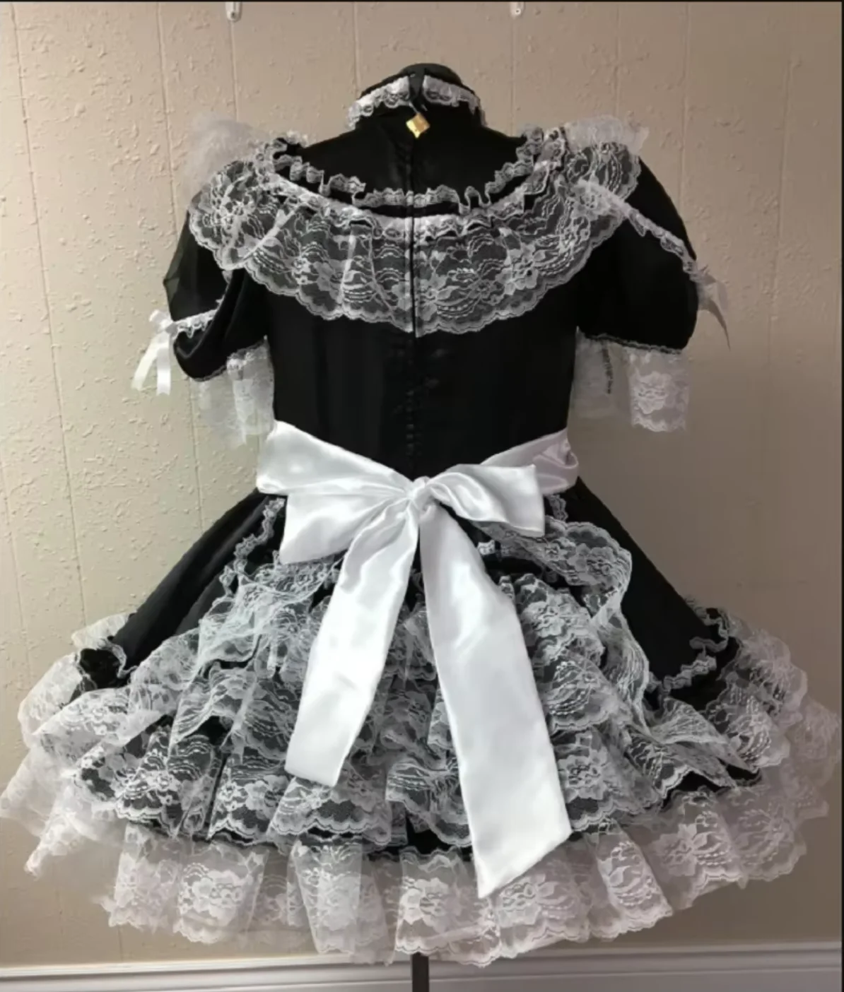 Adult Sissy French Maid Lockable Cross Dresser Party Daily Unisex Dressing Maid Ruffled Dress Headband Customizable