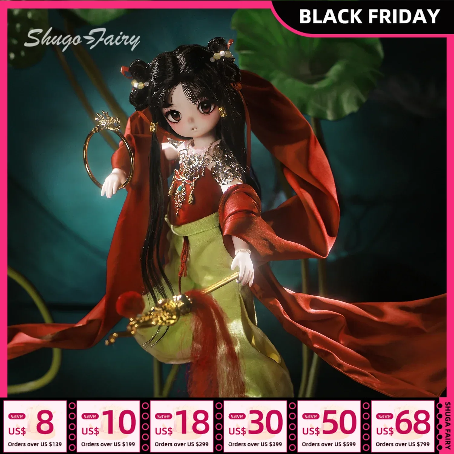 ShugaFairy Nezha Bjd Dolls 1/4 Chinese Mythology Body DIY Girls Gift  Anime Jointed Movable Doll 1/4 Bjd Head Action Figure