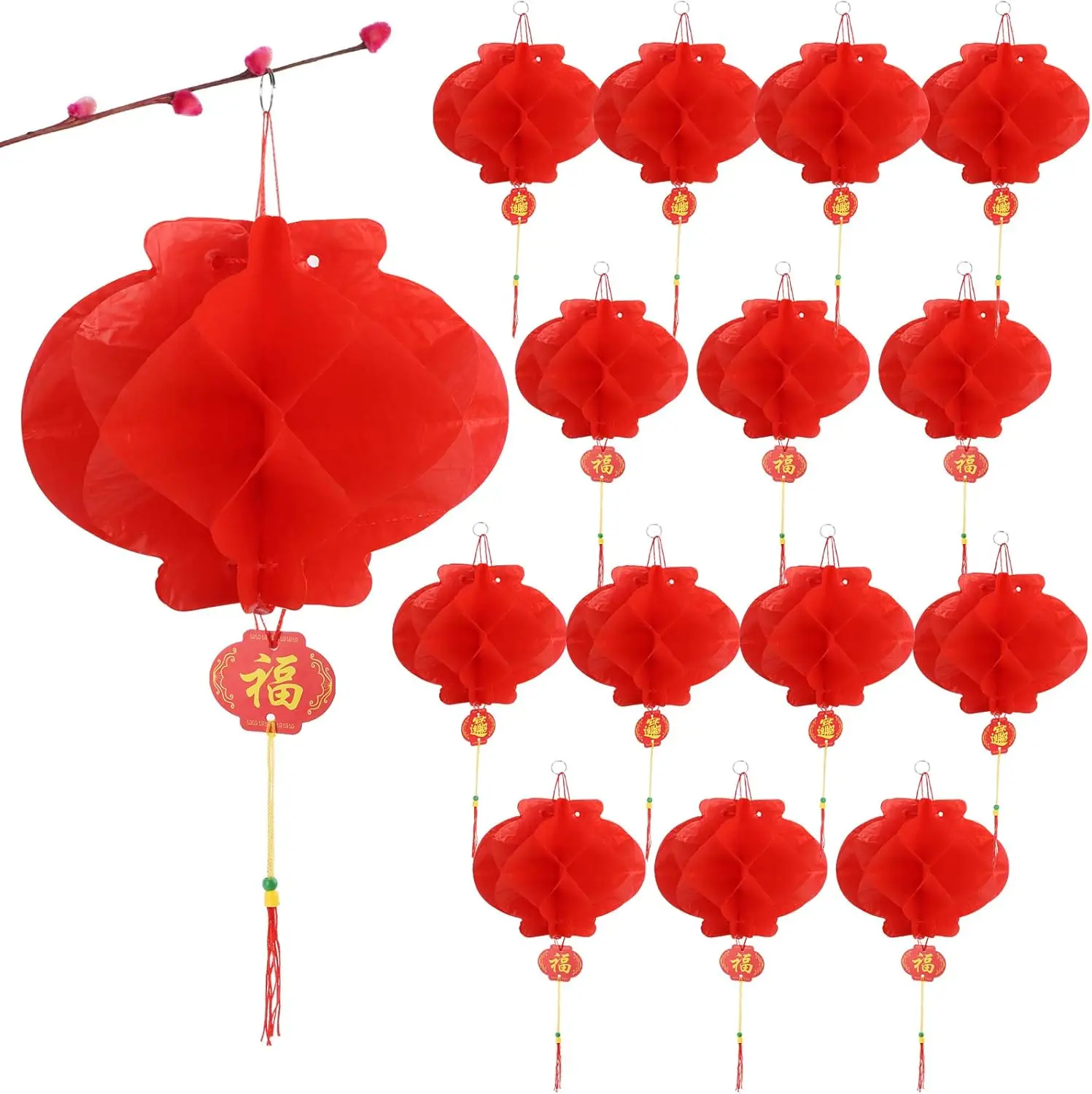 30PCS Lanterne Rouge Chinoise 15cm Décorations pour Le Nouvel an Festival de Printemps Mariage Restaurant Porte Maison
