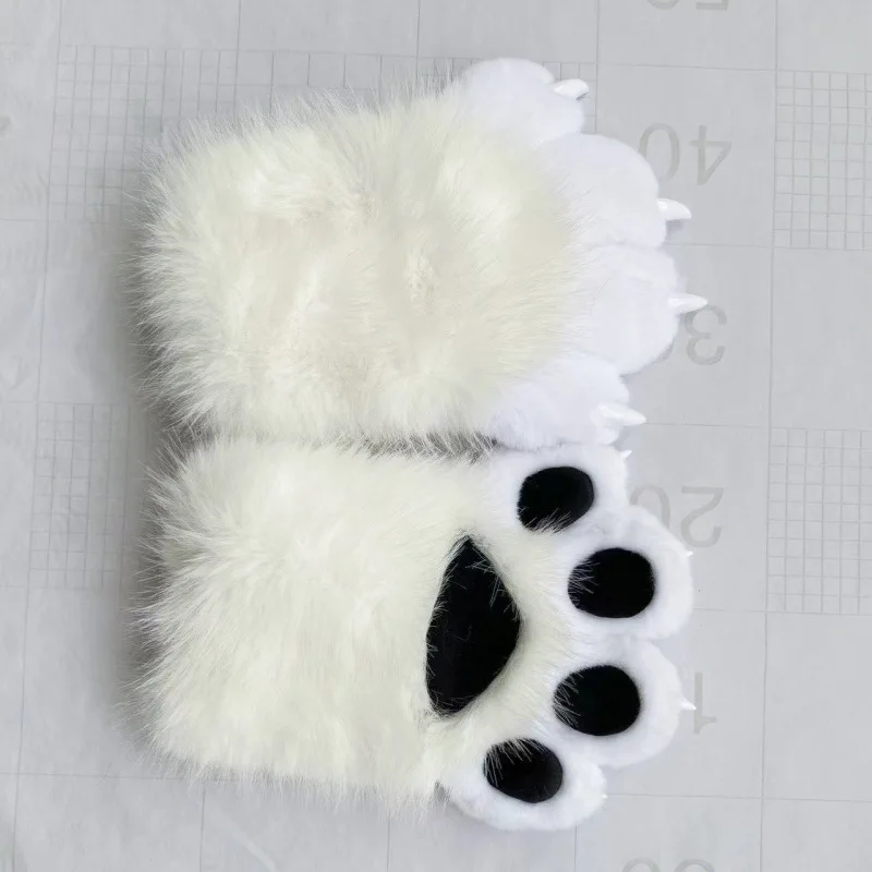 Furry Cat Paw Gloves Cosplay Costume Accessories with Squeak Sound Nails