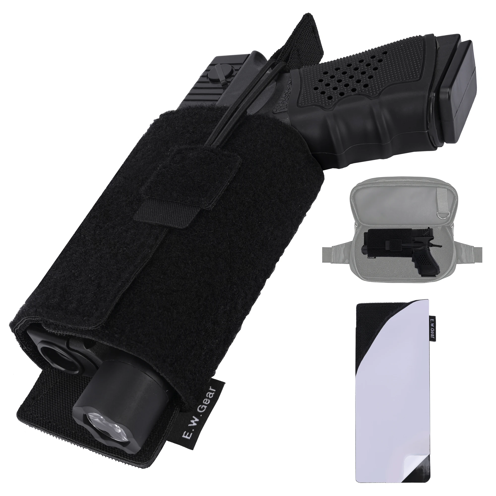 

Velcro Holster, Concealed Carry Pistol Holster with Elastic Retention, Quick Draw Handgun Pouch for Fanny Bag, Ambidextrous