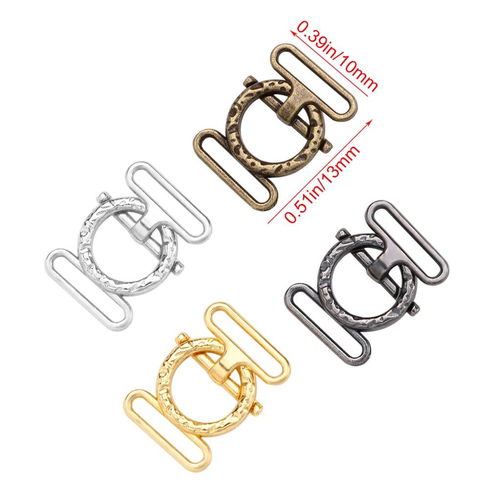 10Sets Metal Belt Buckles Mini Buttons Dolls Waistband Buckle Clip Tiny Buttons For Doll Clothes Bags Sewing Tri-glide Buckle