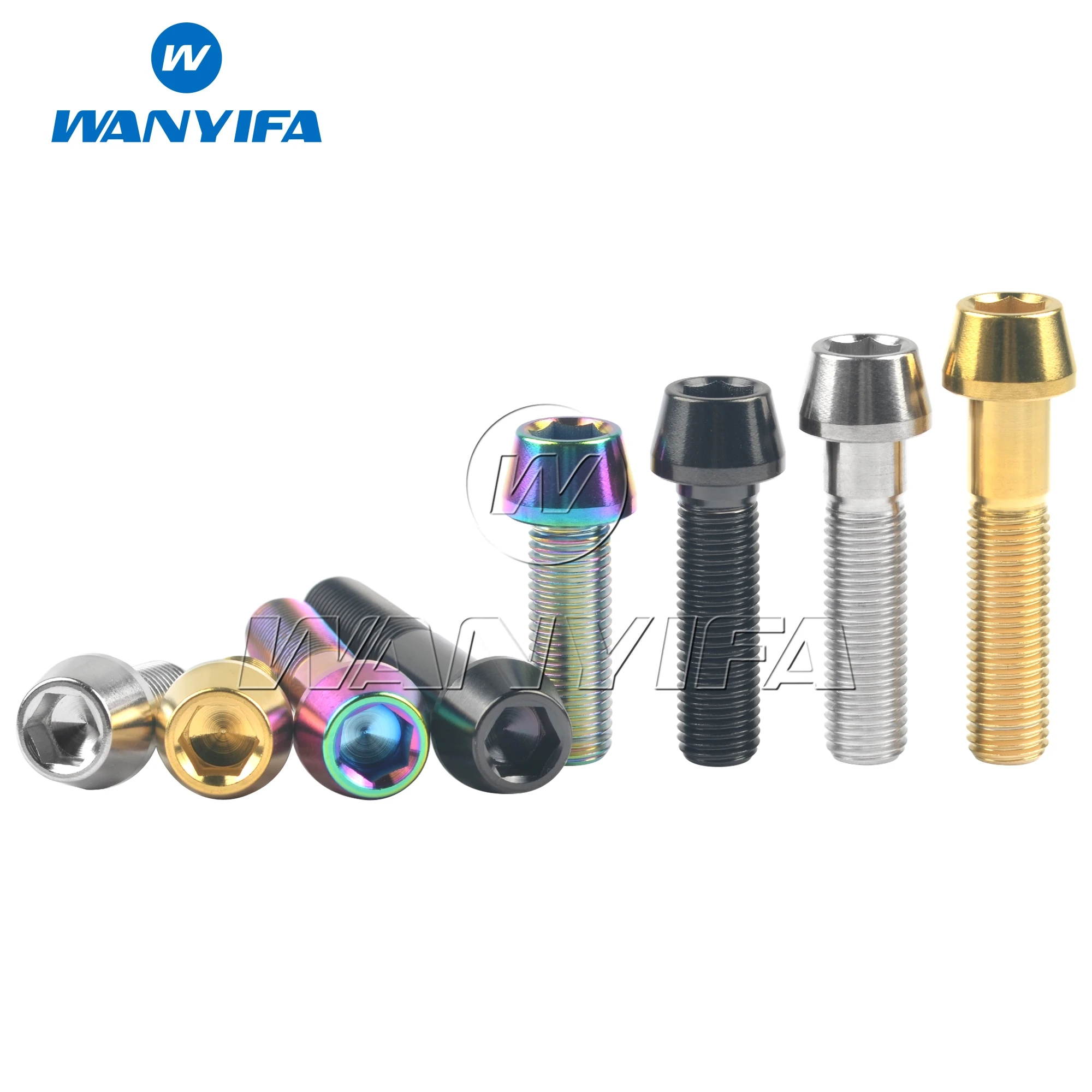 Wanyifa Titanium Bolt M10x20 25 30 35 40 45 50mm 1.25 Pitch Allen Key Taper Head Screw for Motorcycle Modification