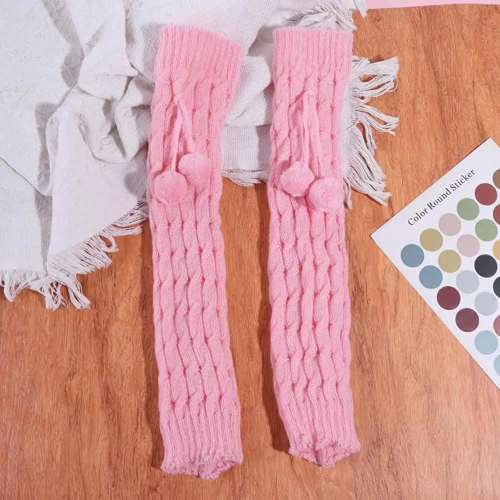 

Japanese Style Y2K Leg Warmer Women Lace Up Balls Balletcore Stockings Warm Pile Up Socks Lolita Bowknot Leg Warmer Elastic