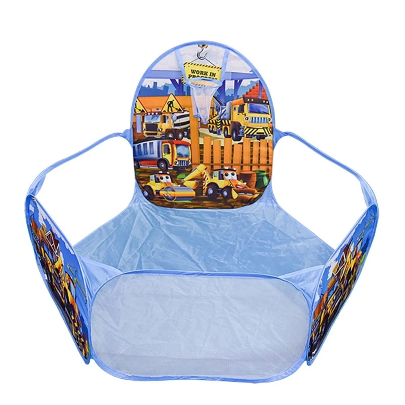 Baby Activity Playpen Toy Cartoon Safety Fence Foldable Play Tent for Infant Tummy Time with Basketball Hoop