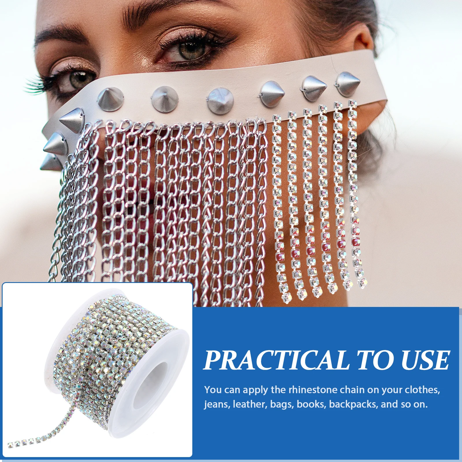 

1 Roll Rhinestone Chain For Clothing Diy Decorative Craft Accessory Lightweight Chain Trim For Jeans Bags Books Backpacks