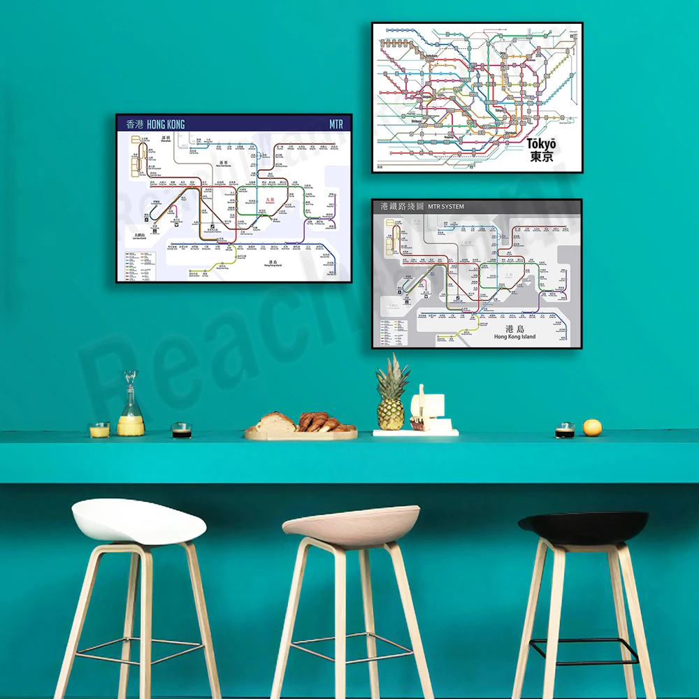 Seoul subway map, Tokyo subway Japan, ChinaHong Kongsubway map, subway subway system map, subway map travel poster