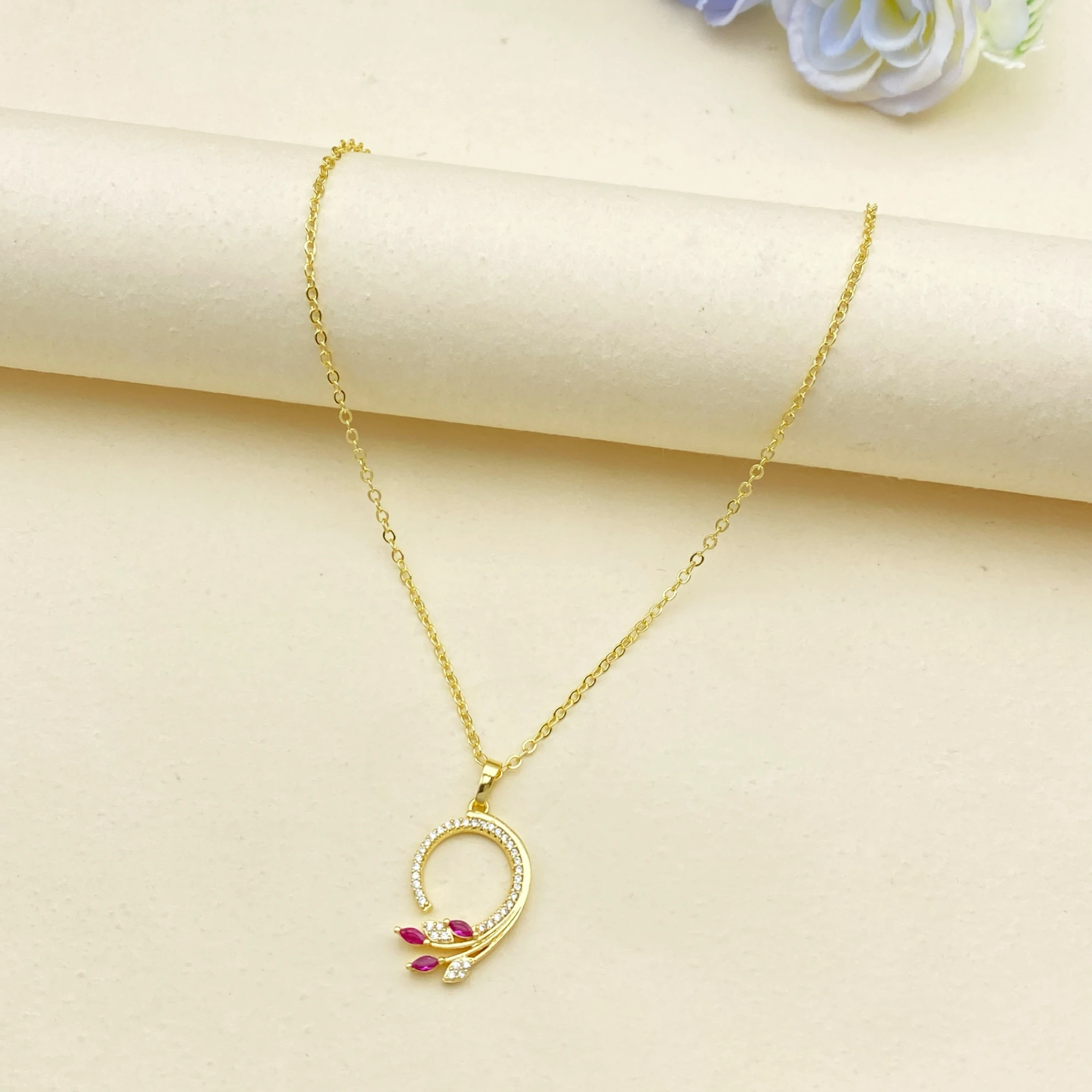 JRH Niche Design Gold Plated Copper Zircon Jewelry Set Delicate Women Daily 4Pcs Bracelet Ring Necklace Earring Ornaments