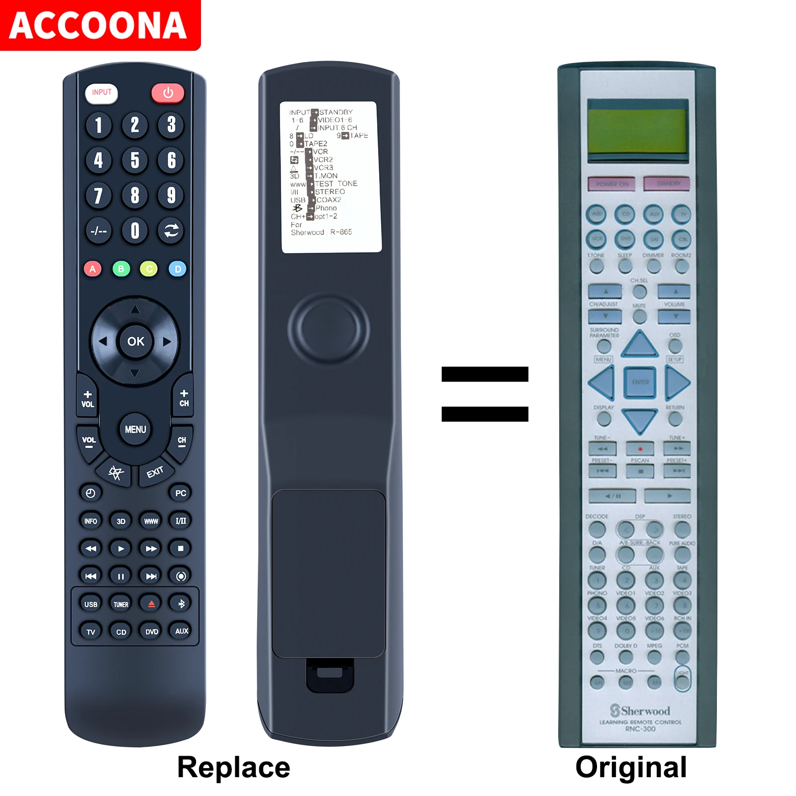 

RNC-300 Replace Remote Control For Sherwood R-865 R865 Audio Video Receiver