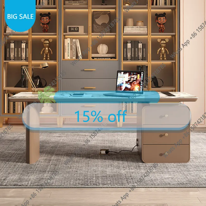 

H New Light Luxury Rock Slab Desk Home Study Writing Table High-end Office Information Desk