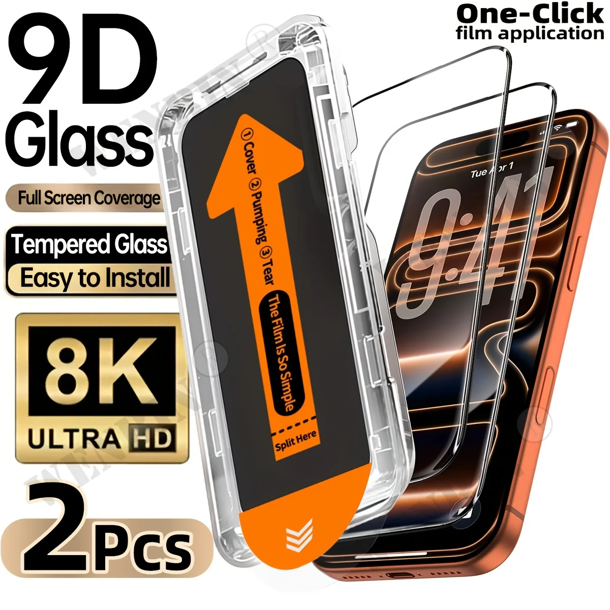 2 PCS Screen Protector For iPhone 18 Pro Max 17 16 15 Pro 17e 16e Fingerprint Unlock Tempered Glass