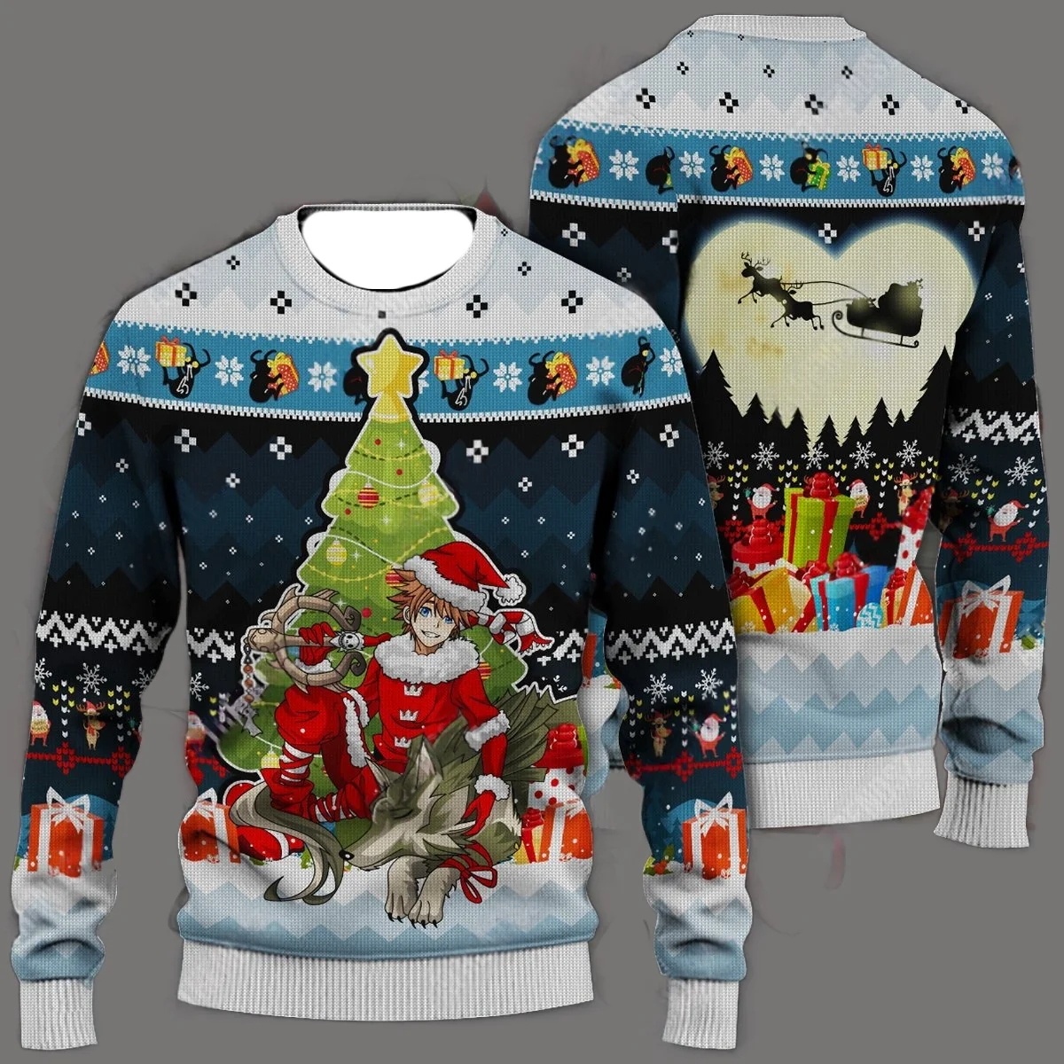 เสื้อฮู้ดลายอนิเมะ Kingdom Hearts สุดฮิต รุ่นใหม่ สำหรับครอบครัว ใส่ในงานปาร์ตี้คริสต์มาส ไซส์ใหญ่พิเศษสำหรับผู้ใหญ่ เสื้อฤดูใบไม้ร่วง/ฤดูหนาว