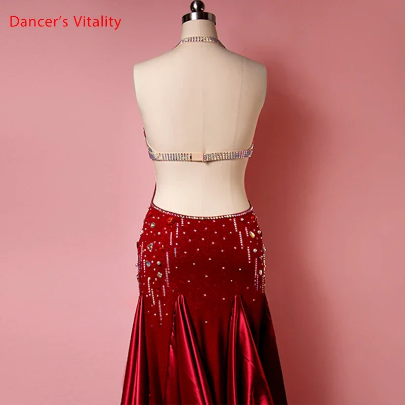 Belly Dance Dress Diamond-Studded Sling Long Skirt Performance Clothing High-End Custom Female Adult Child Competition Clothes