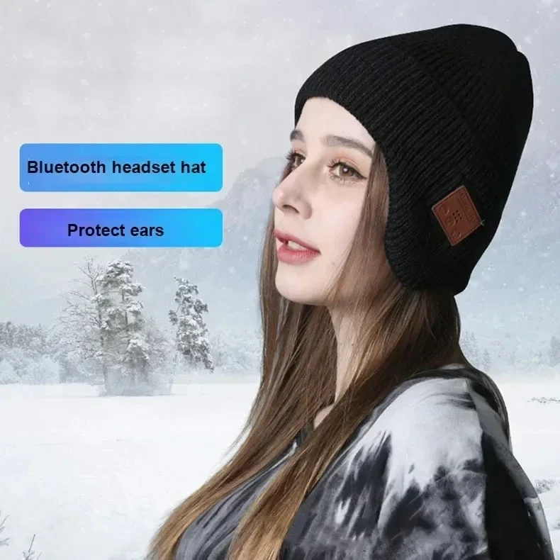 Bezprzewodowa czapka Bluetooth 5.0 Outdoor zimowa ciepła czapka muzyczna nauszniki zestaw słuchawkowy zestaw głośnomówiący słuchawki z możliwością ładowania mężczyźni kobiety czapka z dzianiny