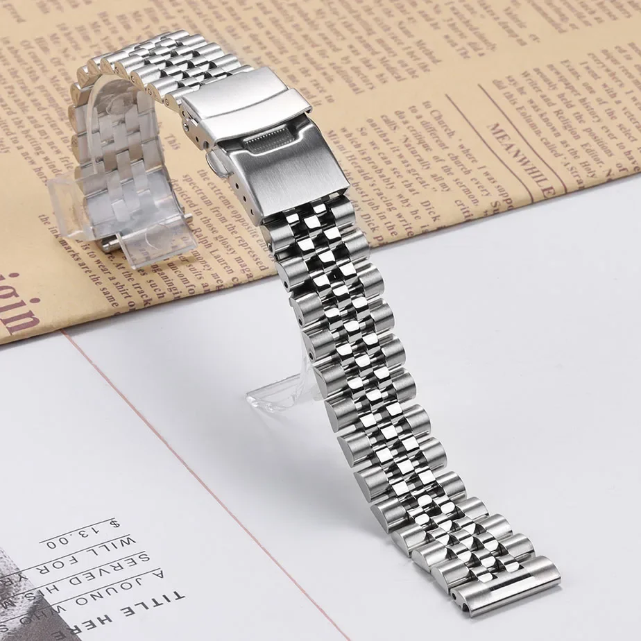 18mm 20mm 22mm massive Edelstahl-Uhrenarmbänder für Seiko SKX007 SKX009 Männer Tauchen für Jubilee-Armband Metall Silber Armband