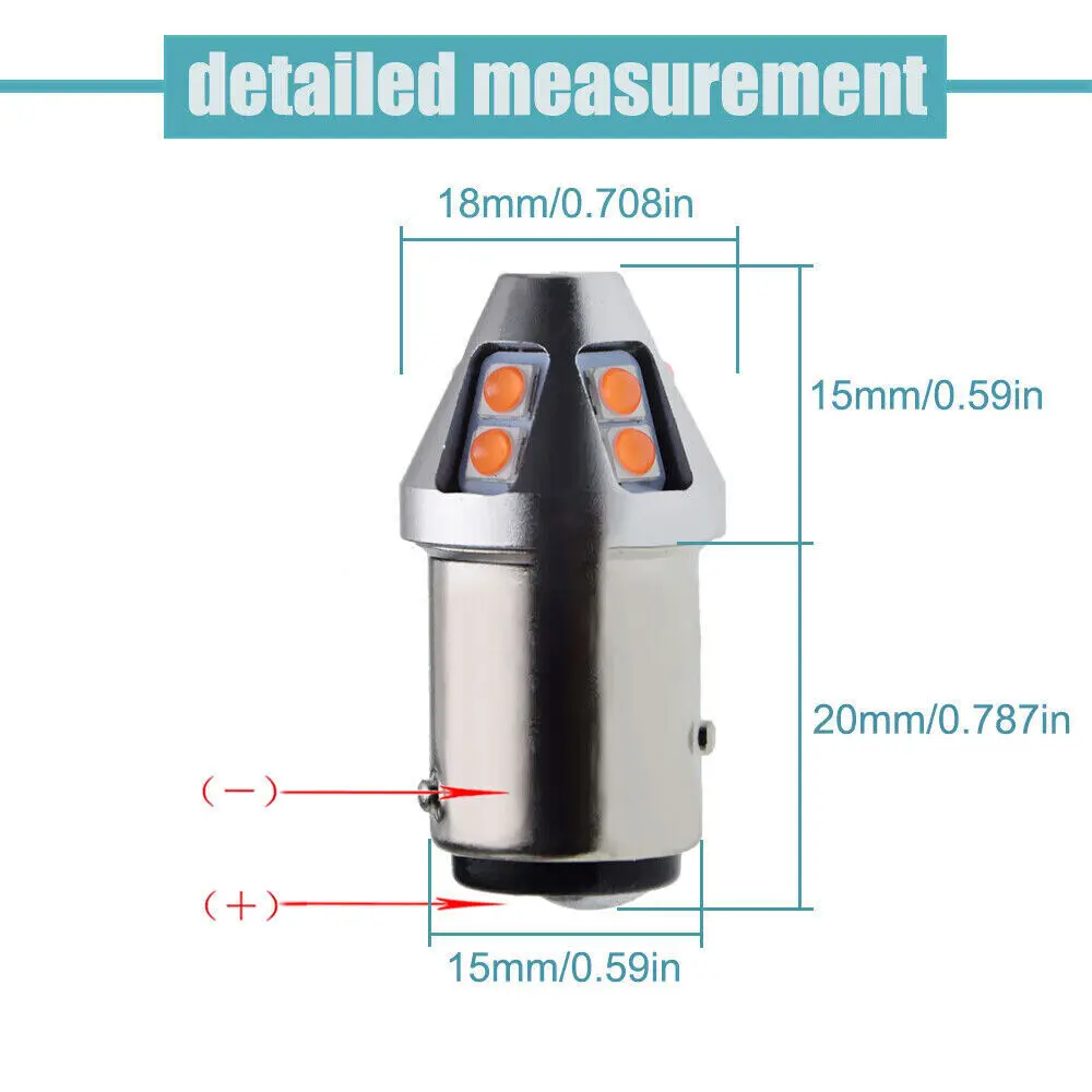 10-60V BA15D 1142 BAZ15D P21/4W 1156 BA15S P21W BAU15S PY21W T20 7440 21/5W LED Turm Signal Light Brake Lamp 2600Lm