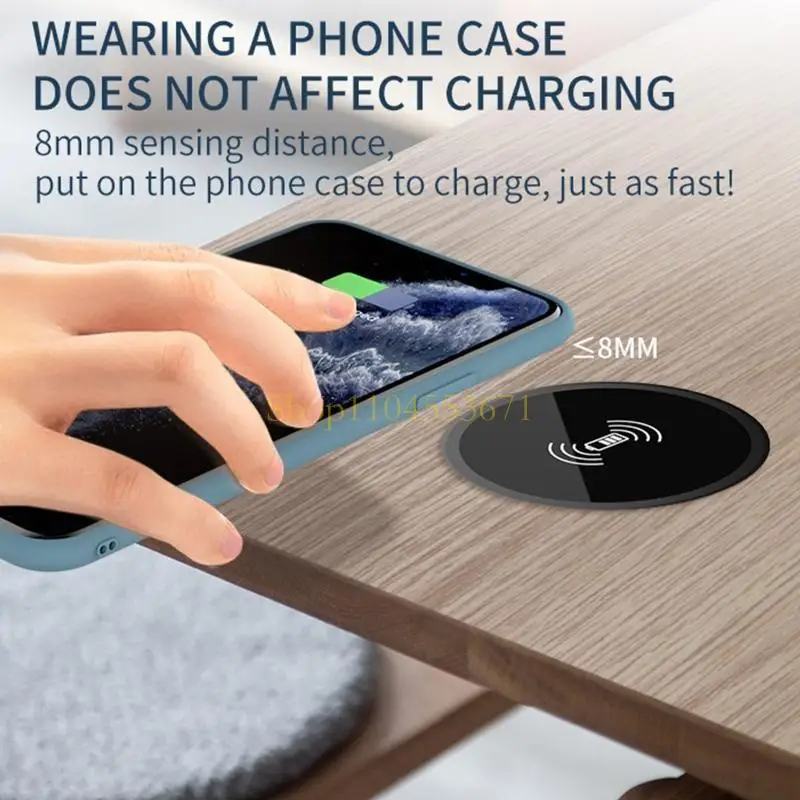 Best Seller Desk Embedded Wireless Charger for 13 12 for Galaxy Counter Desktop Bedside Table Furniture Office Smartphone
