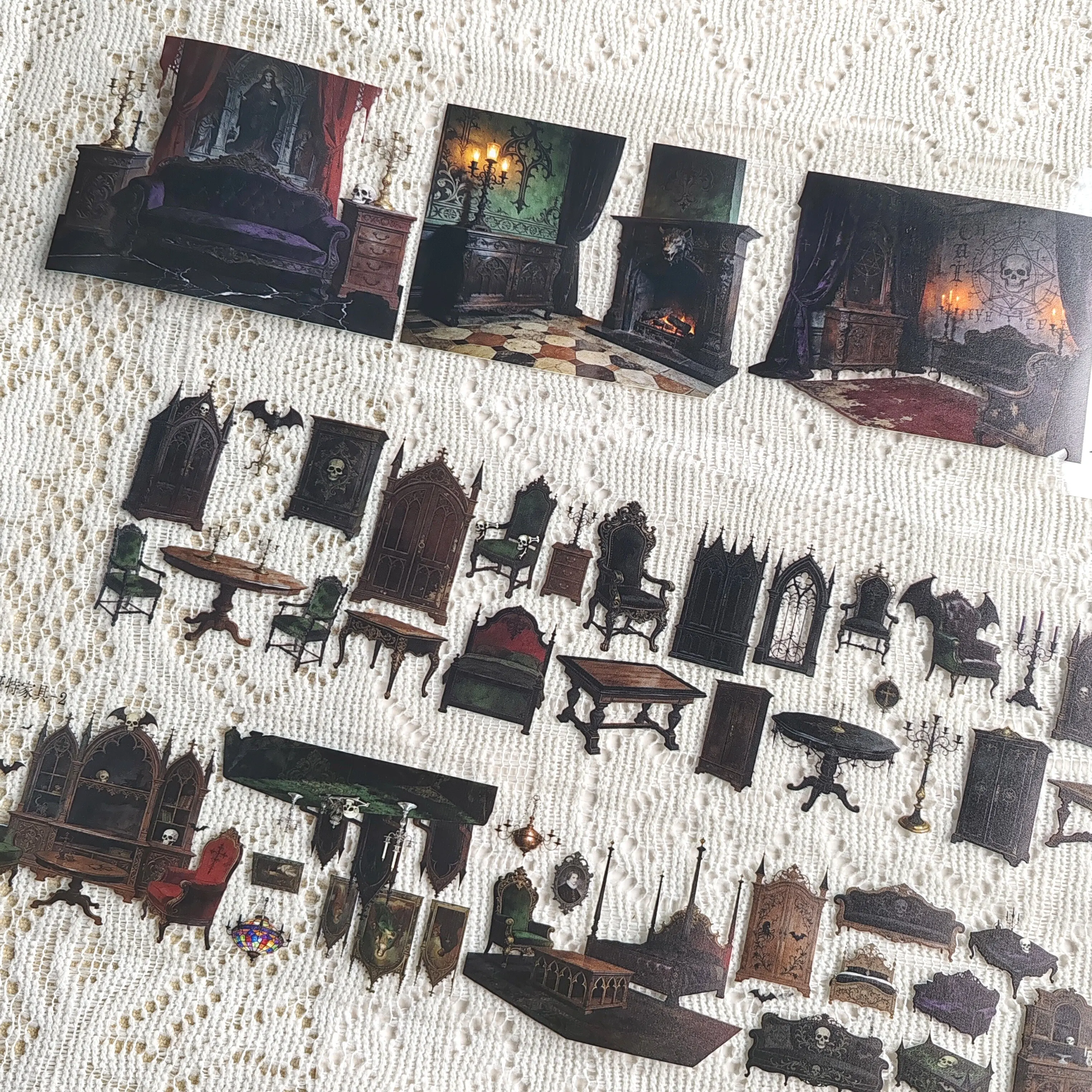 Homemade Dark Gothic Living Room Furniture Bedroom Hand Account Tape Collage Decorative Gooka Landscaping Hand Account Tape Mate