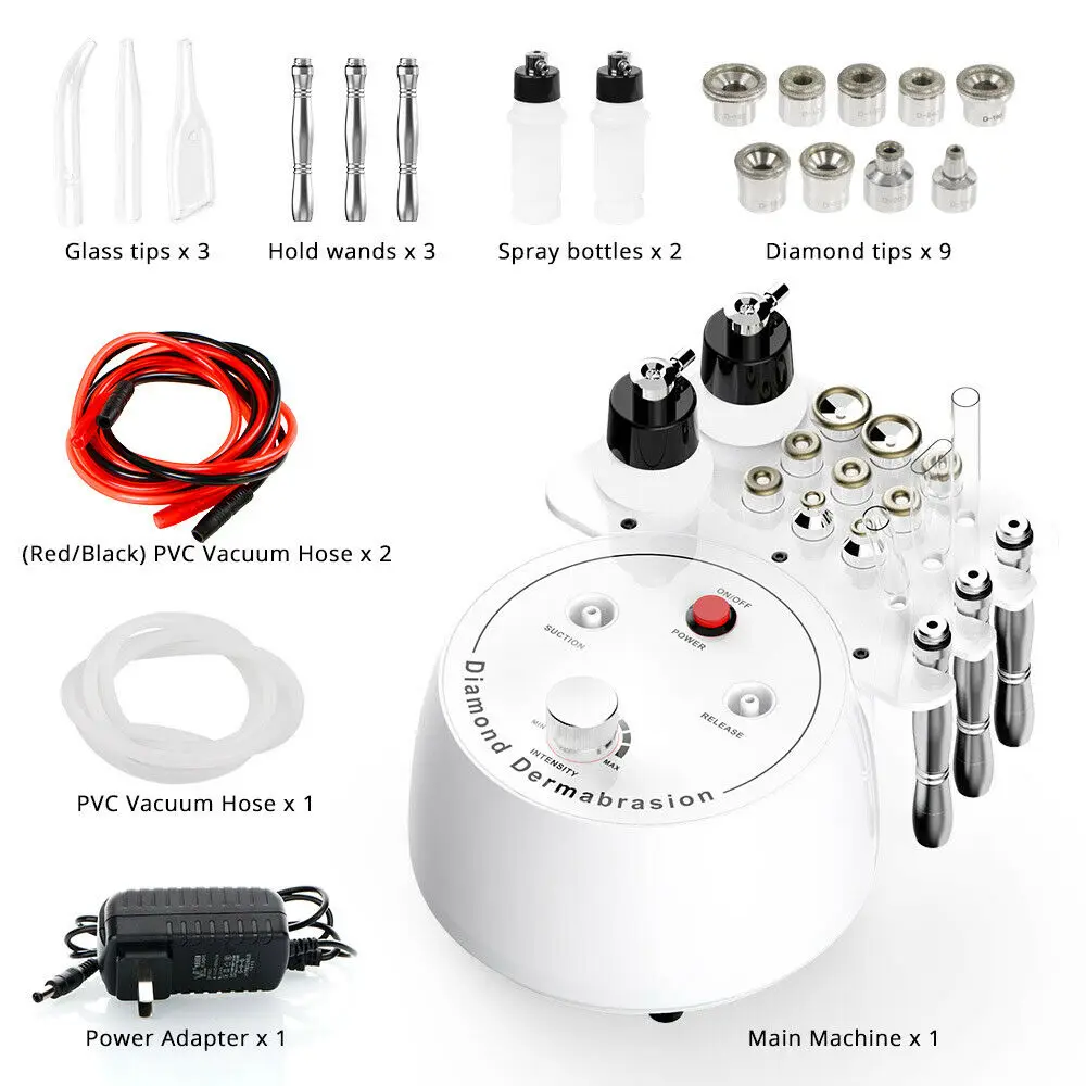 3 In 1 Vacuum Diamond Tip Microdermabrasion Machine Acne Blackhead Removal Skin Rejuvenation Water Spray Facial Beauty Machine