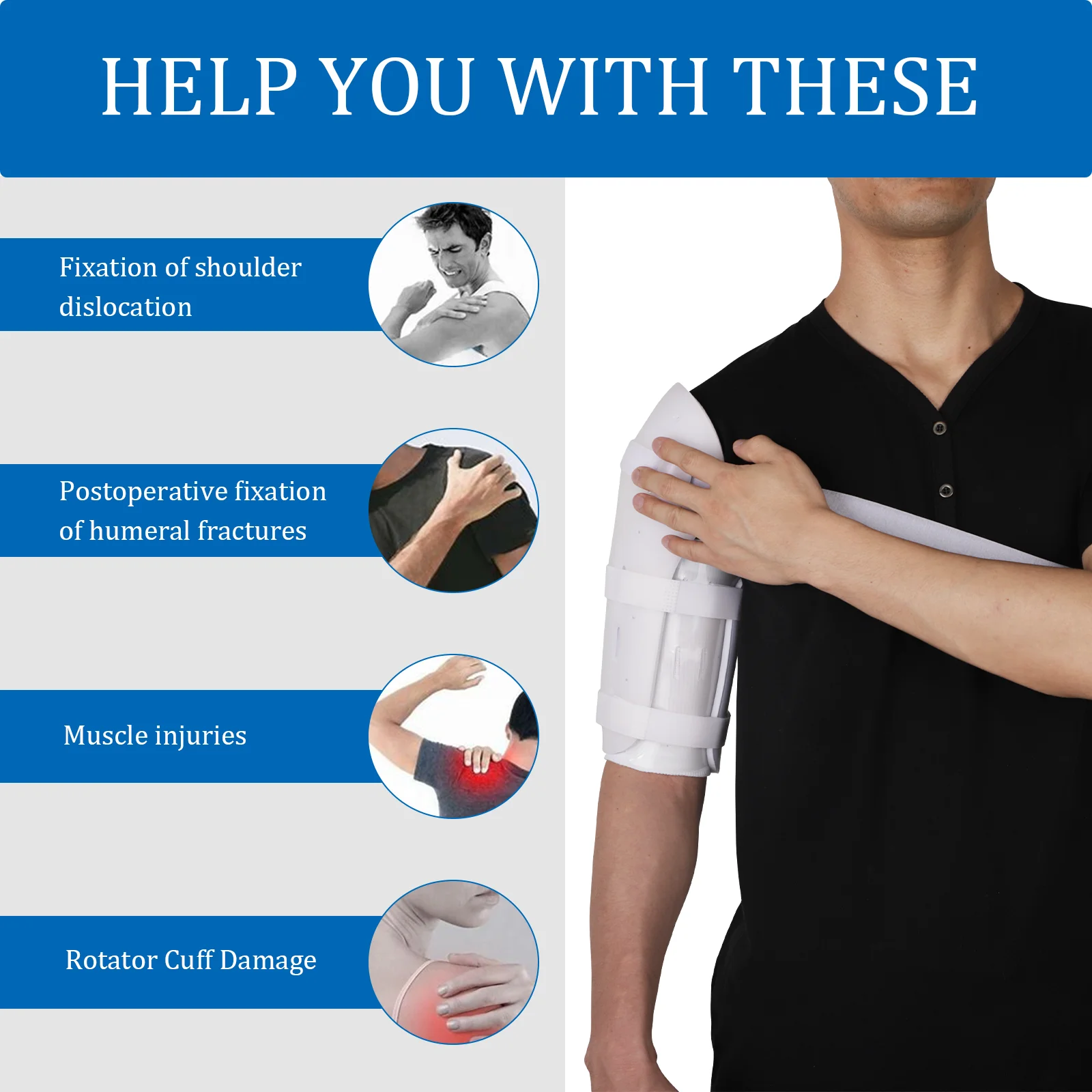 Sarmiento Brace，Long-Bone Humerus Fracture for Broken Upper Arm, Shoulder, Bicep and Humerus Bone with Stockinette Support