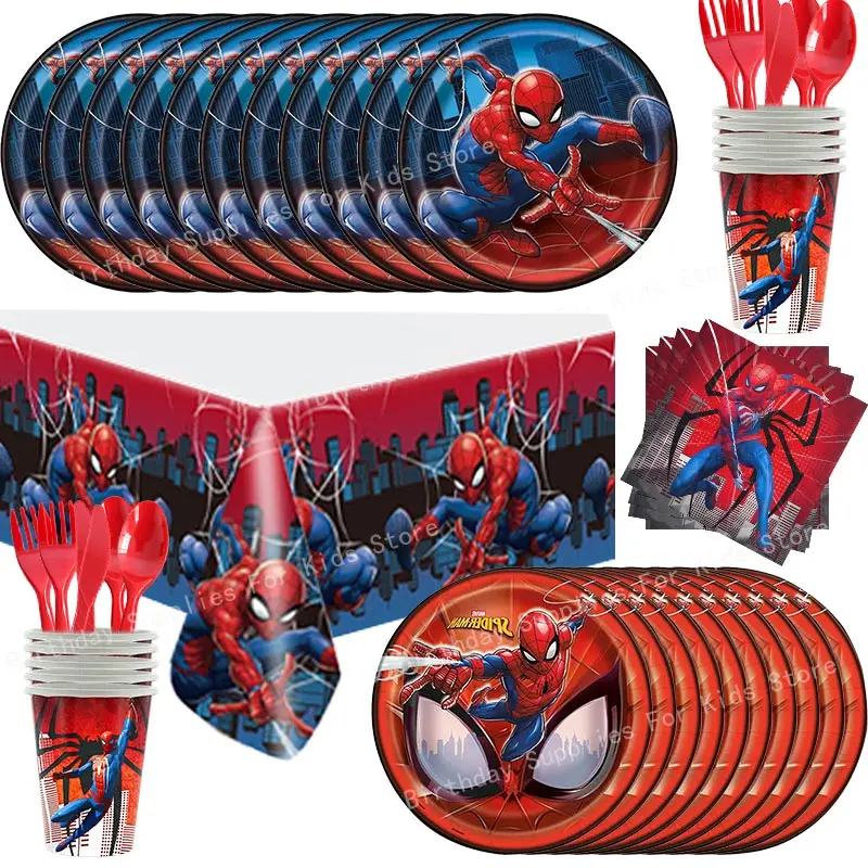 Spiderman Birthday Decoration Party stoviglie forniture per palloncini Red Spiderman Theme Cup Plate tovagliolo bambini ragazzi Happy Baby Shower