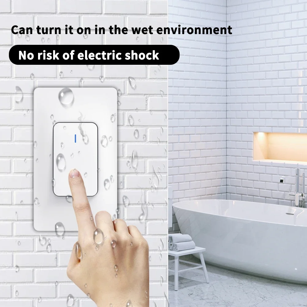 GERMA ไร้สาย RF 433Mhz 1Gang 2 Way ปุ่มกันน้ำสวิทช์แบตเตอรี่ Self-Powered สำหรับ light Home