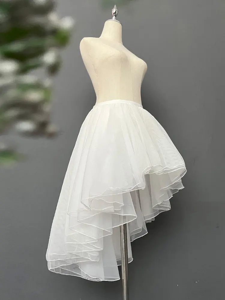 Original New Spring Summer 3-layer Fluffy Skirt Elegant Elastic Waist Lolita A-line Skirt Irregular Mid-length Mesh Fairy Skirts