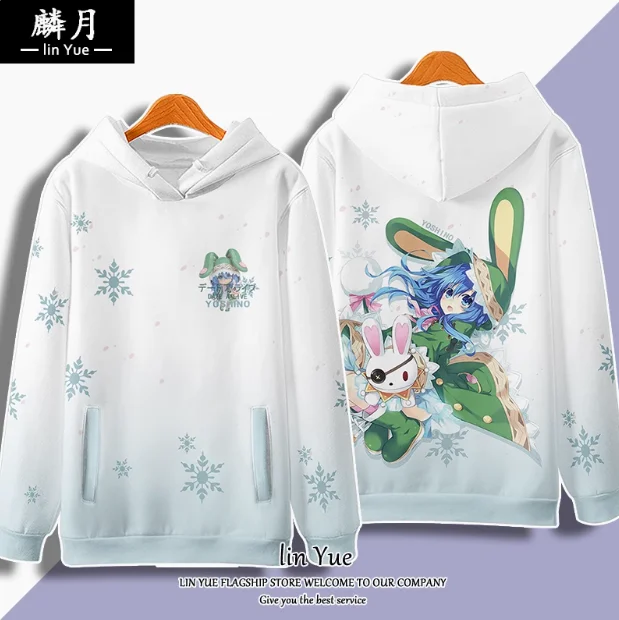 Anime DATE A LIVE Himekawa Yoshino Hooded Hoodie Cosplay Autumn Winter Men Women Coat Loose Jacket Tops