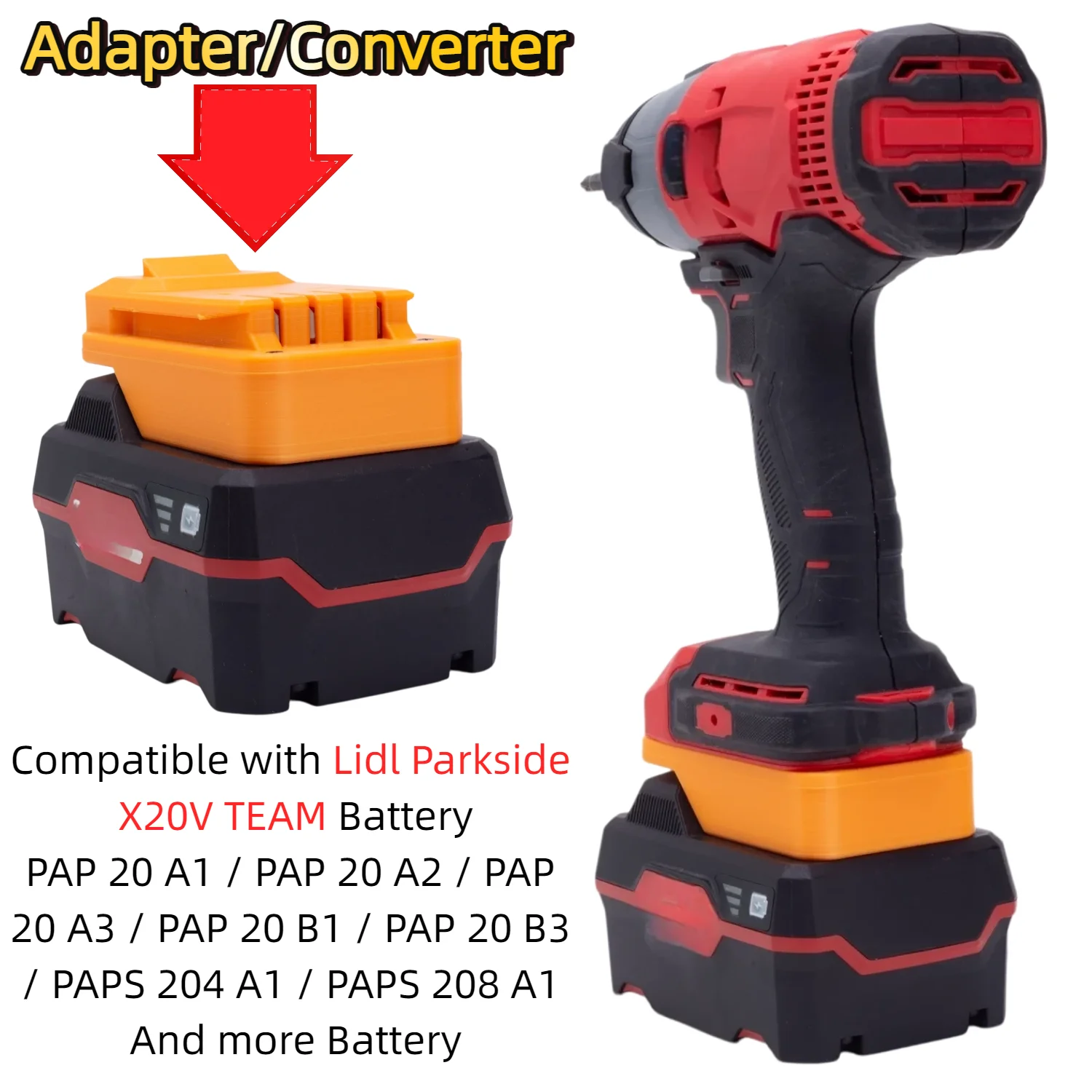 Battery Adapter/Converter for Lidl Parkside X20V TEAM Series Battery To Craftsman V20 20V MAX Cordless Power Tools(Only Adapter)