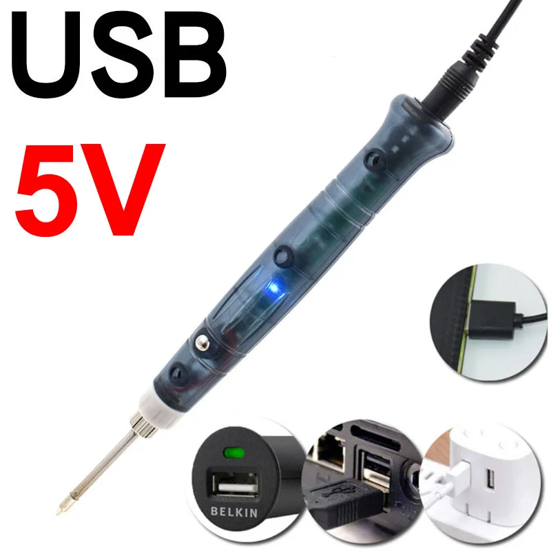 5V USB Soldering Iron Electric Heating Tools Rework With Indicator Light Handle Welding Gun   BGA Repair