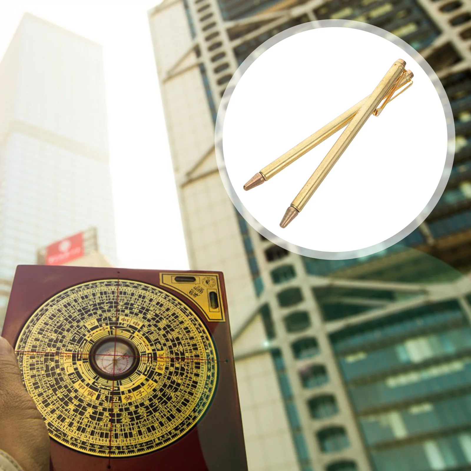 

2pcs Copper Dowsing Rods Antenna Dragon Ruler Water Detection Divination Tool for Outdoor Compass Finding Metal Long