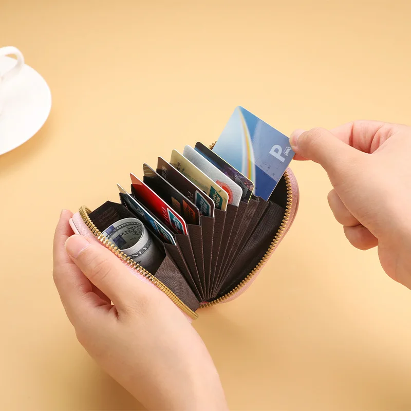 حقيبة بطاقات كرتونية مبتسمة لطيفة من RFID Blockimg مع فتحات متعددة، محفظة للعملات المعدنية، bolsas femininas، محفظة صغيرة بسحاب للنساء