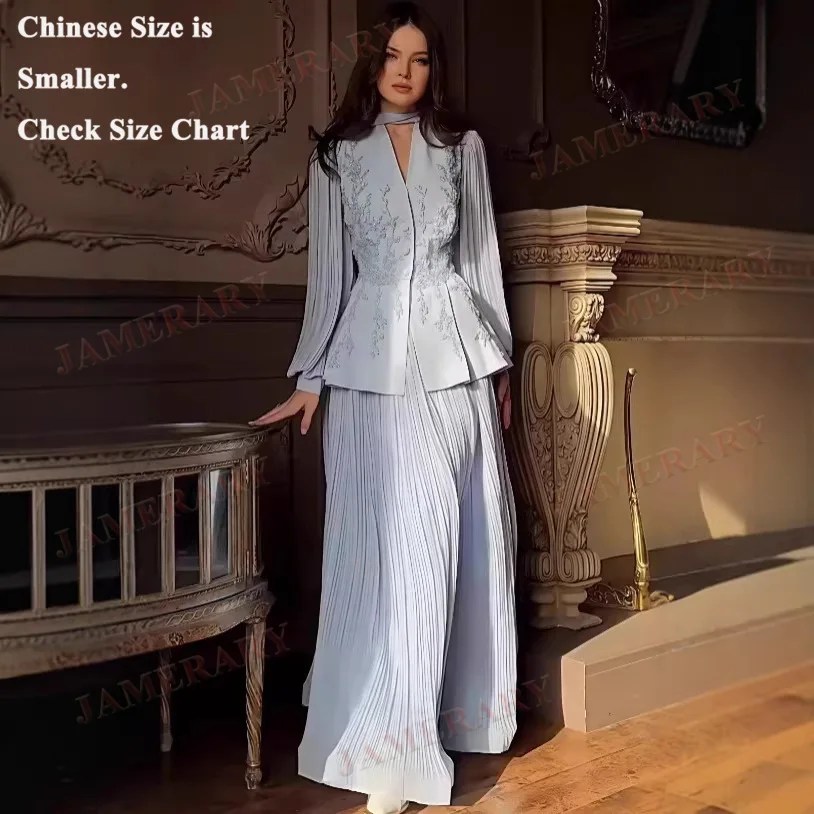 

Elegant Spring Autumn Two-piece Set Women Embroidery Pleated Blouses Maxi Skirt Suits 2pcs Vacation Outfits Long Sleeve Dresses