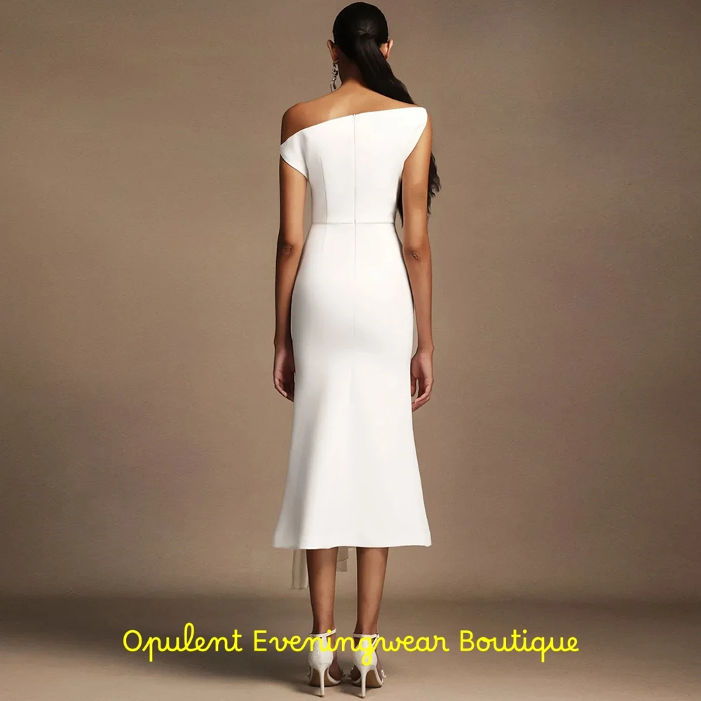 Modern White Jersey Evening Dress Off the Shoulder Bridal Party Temperament Zipper Back Customized Bespoke Occasion Gowns image 2
