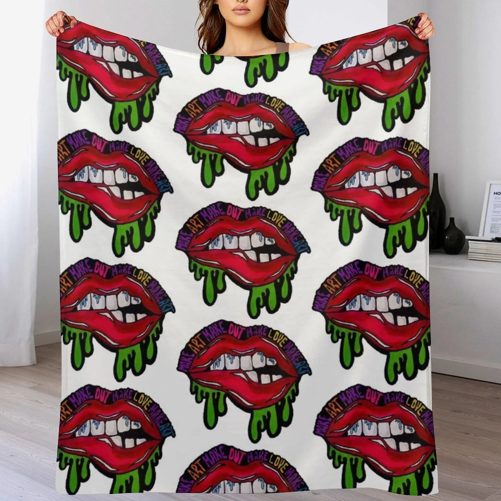 

make art make out make love Throw Blanket Stylish Couch Blanket for Home Living Room