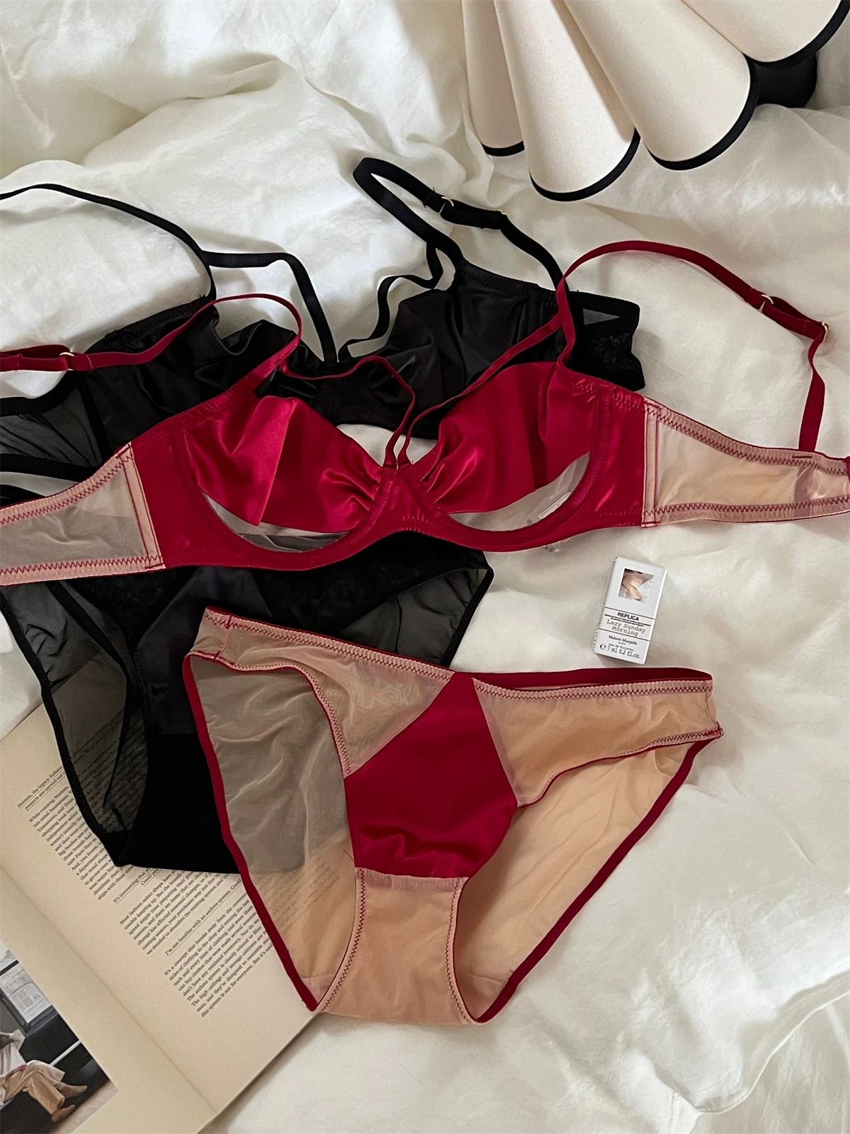 Embroidery hollow thin of large breasts underwear bra set sexy lace adjustment gathered hollow steel ring up ladies lingerie