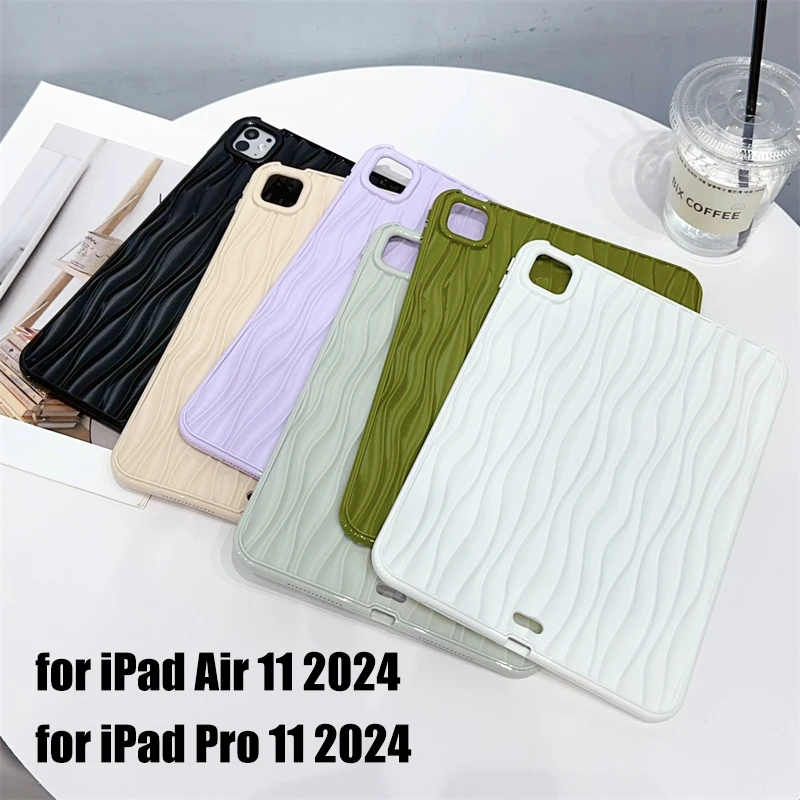 Etui na iPada Pro 11 Air 11 2024 iPad 7 8 9 10.2 Pad10 10.9 cala Pro 11 3D Wave Water ripple Tablet PC Cover Case