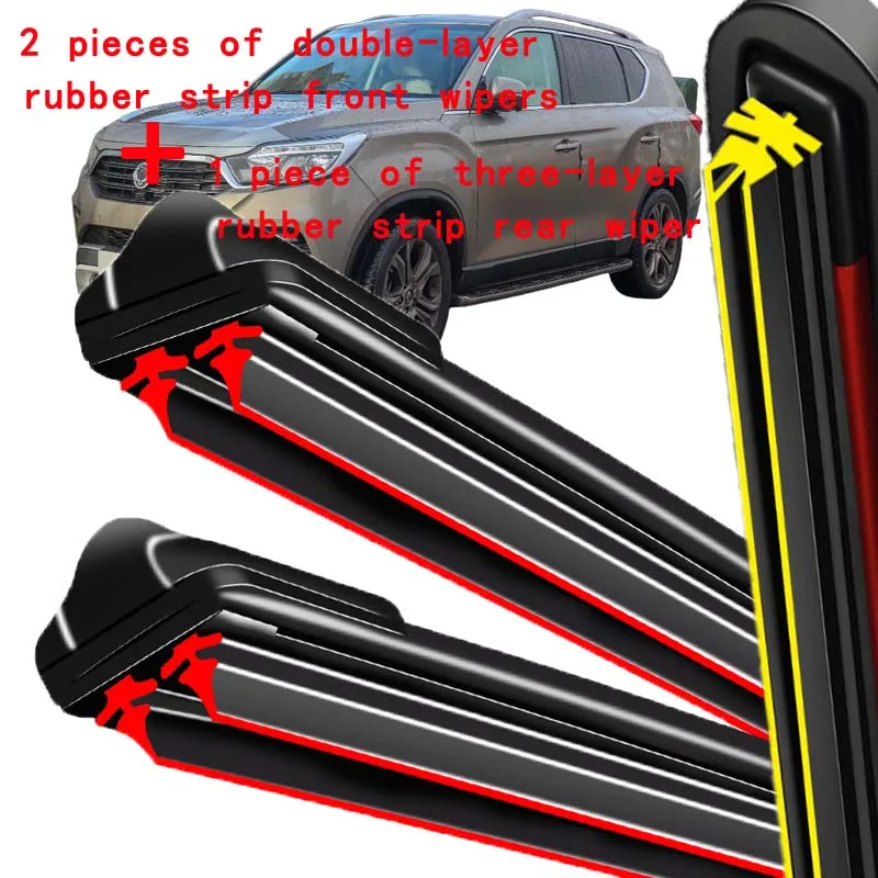 

For SsangYong Rexton Y400 Y450 Y461 2018-2024 Wiper Front & Rear Wiper Blades Windshield Windscreen Window Brushes 26"+20"+13"