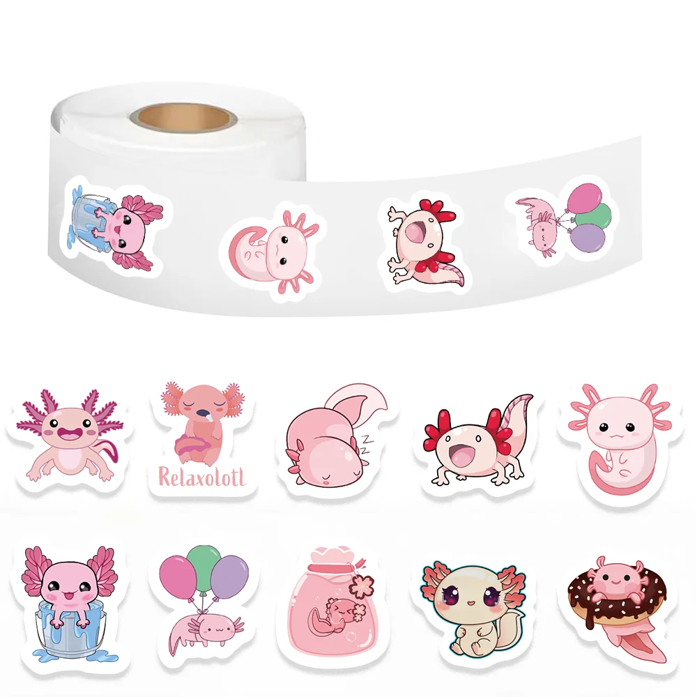 500pcs Cute Cartoon Axolotl Stickers Kawaii Label Anime Animal Decoration for Laptop Scrapbooking Stationery Notebook Sticker kawaii sanrios cinnamoroll cartoon small night light bedroom decoration atmosphere table lamp cute birthday toys for girls